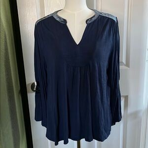 Cupio Deep Blue Blouse with Silver Accents